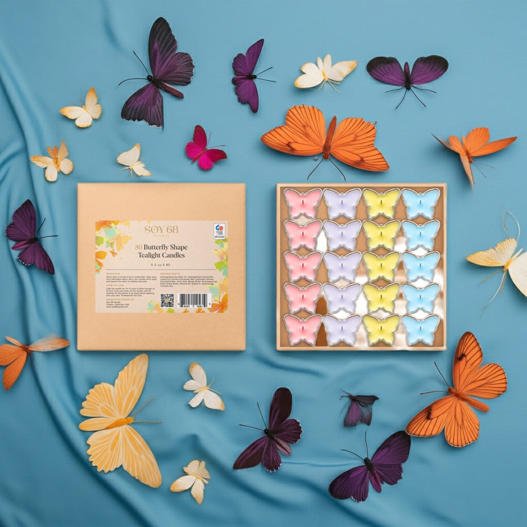 MOISTURIZER CANDLE: 0.5 Oz (Tealight: Butterfly Shape) – Soy 68 Candle